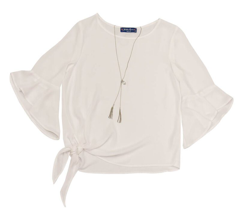 WHITE JASMINE BLOUSE AND SILVER FOUR CORNERS NECKLACE