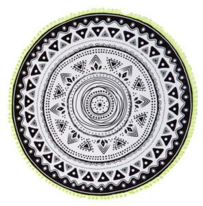 COTTON ON THE ROUND TOWEL IN BLACK AND WHITE MANDALA