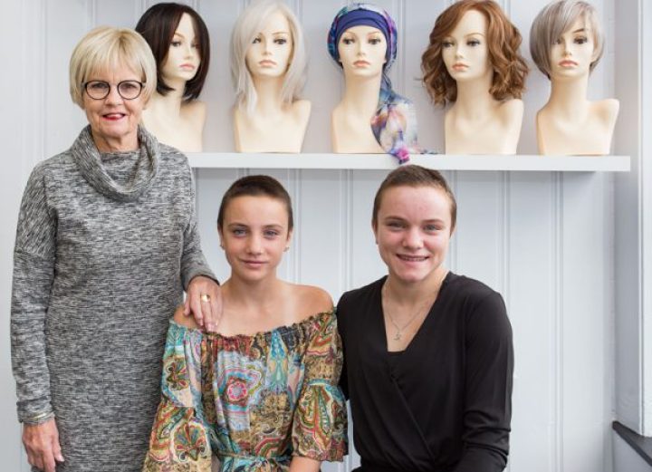 L-R Image is of owner Eleanor with Paris Carrol (13) and Aria Carroll (15) Christchurch Girls High Shave for a Cure