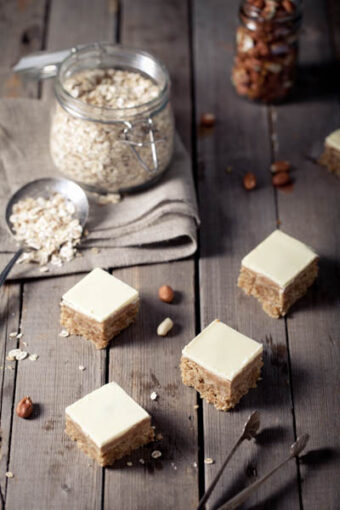 Peanut butter & white choc squares