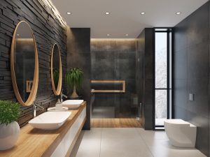 Bold black bathrooms