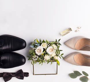 Premium Photo  Wedding shoes and accessories on white background