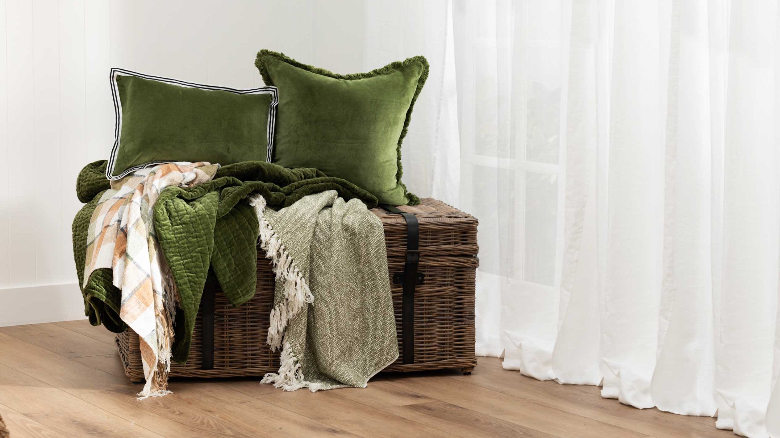 Wallace Cotton Moss Velvet from 499.90 Harvest Throws Stack 3